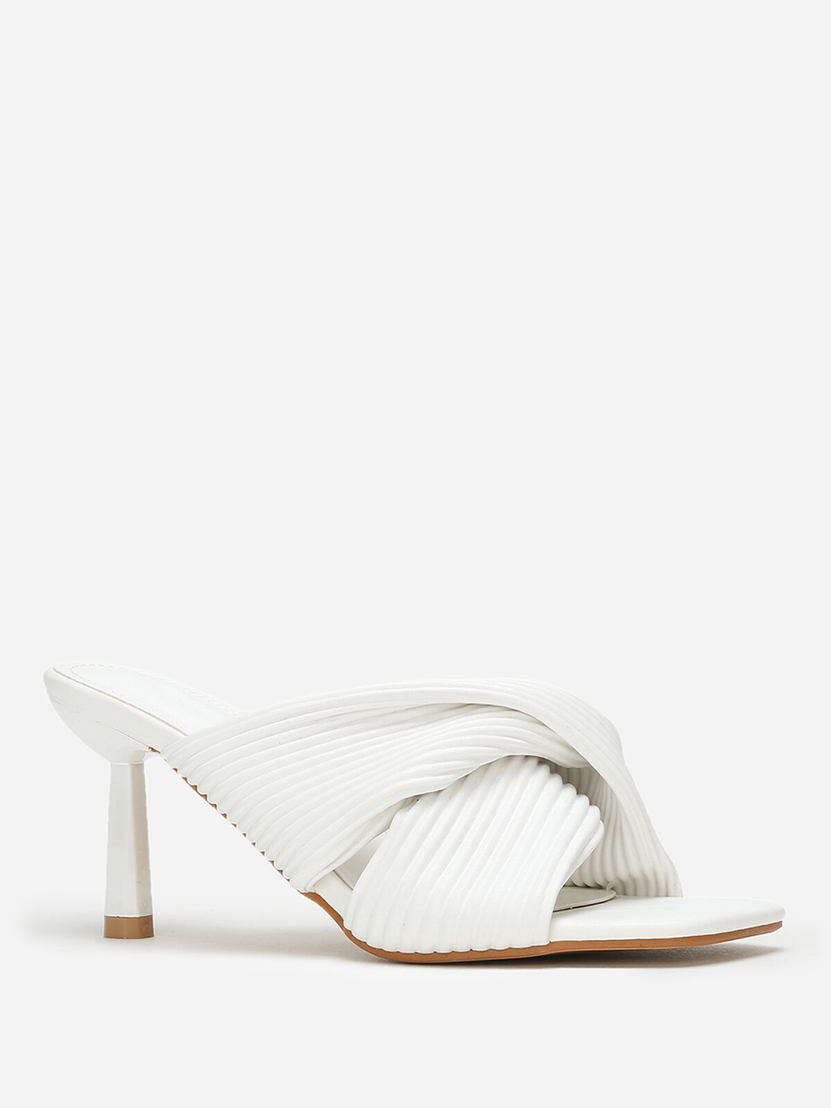 Mules à brides croisées et matelassées- Blanc