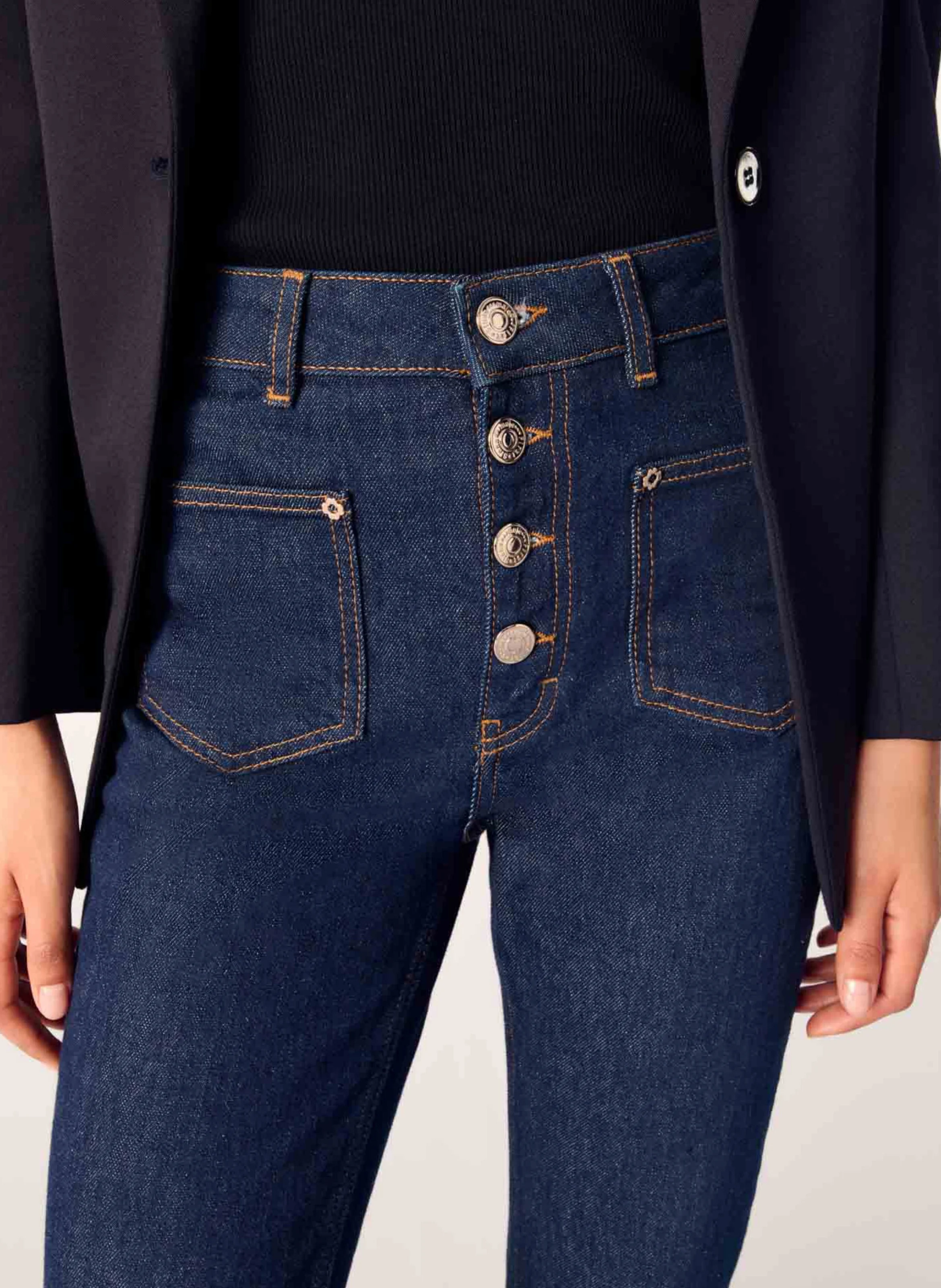Jean droit taille haute | Bleu