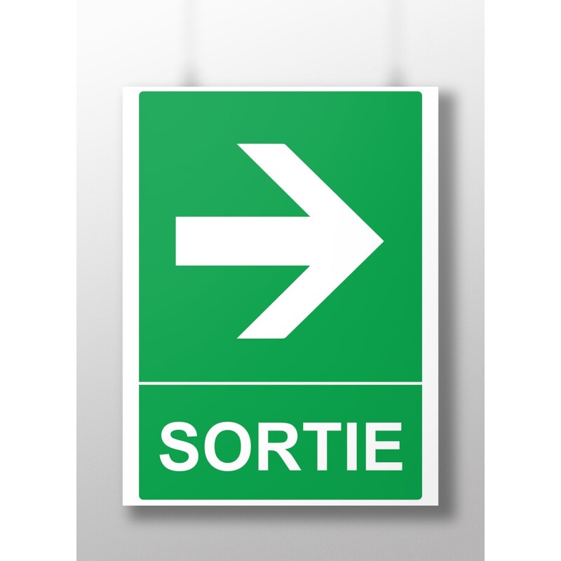 Panneau Sécurité Sortie flèche droite - 300 x 250 mm