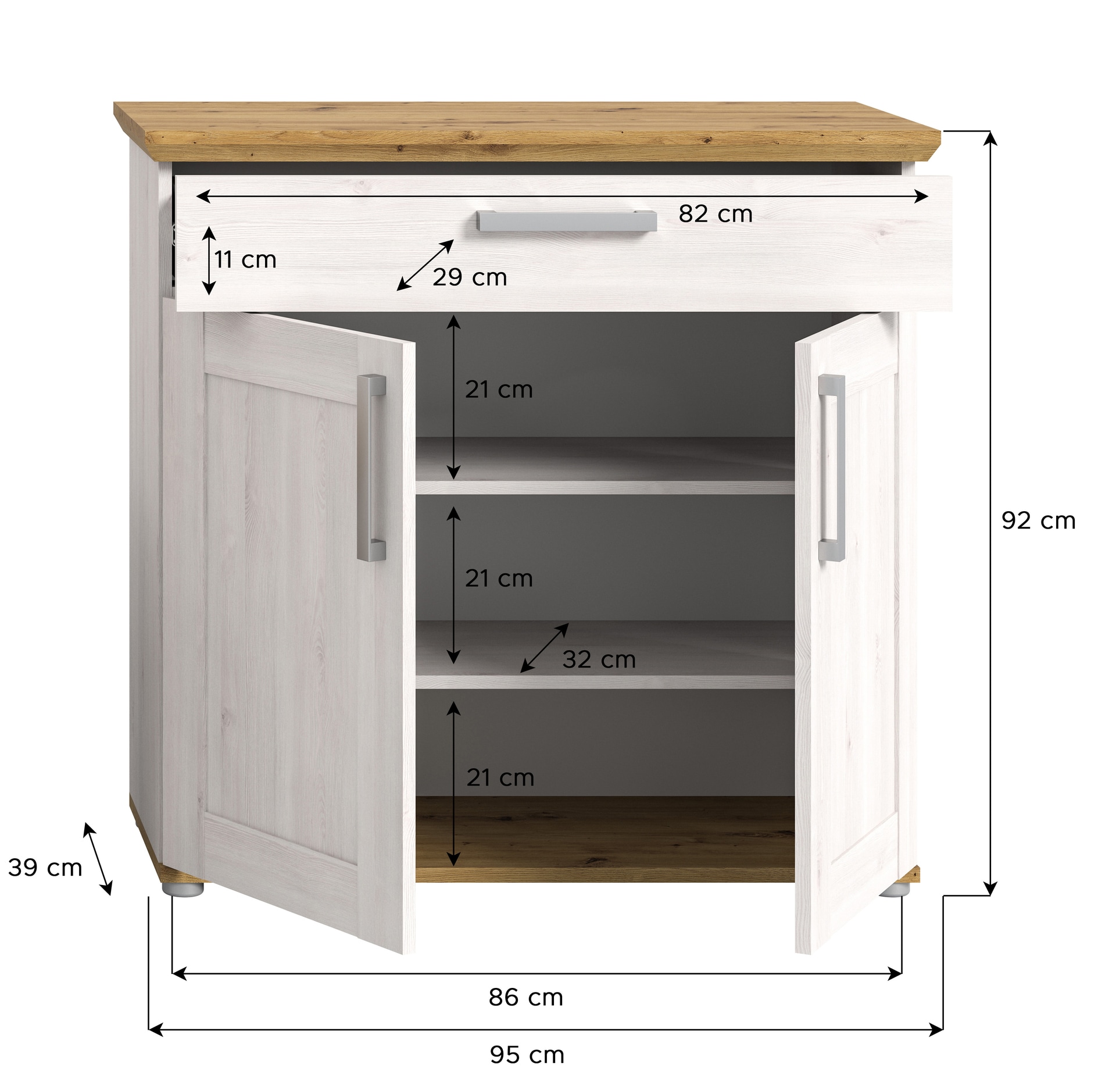 Schuhschrank VERONA Sibiu Lärche / Artisan Eiche NB