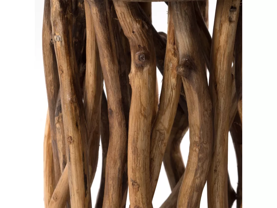 TABLE D'APPOINT Bois 45 Bois massif en acajou, rond couleurs naturelles