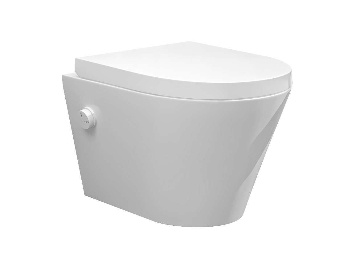 Mueller Afesta randloos toiletpot met bidetsproeier koud en softclose zitting wit glans