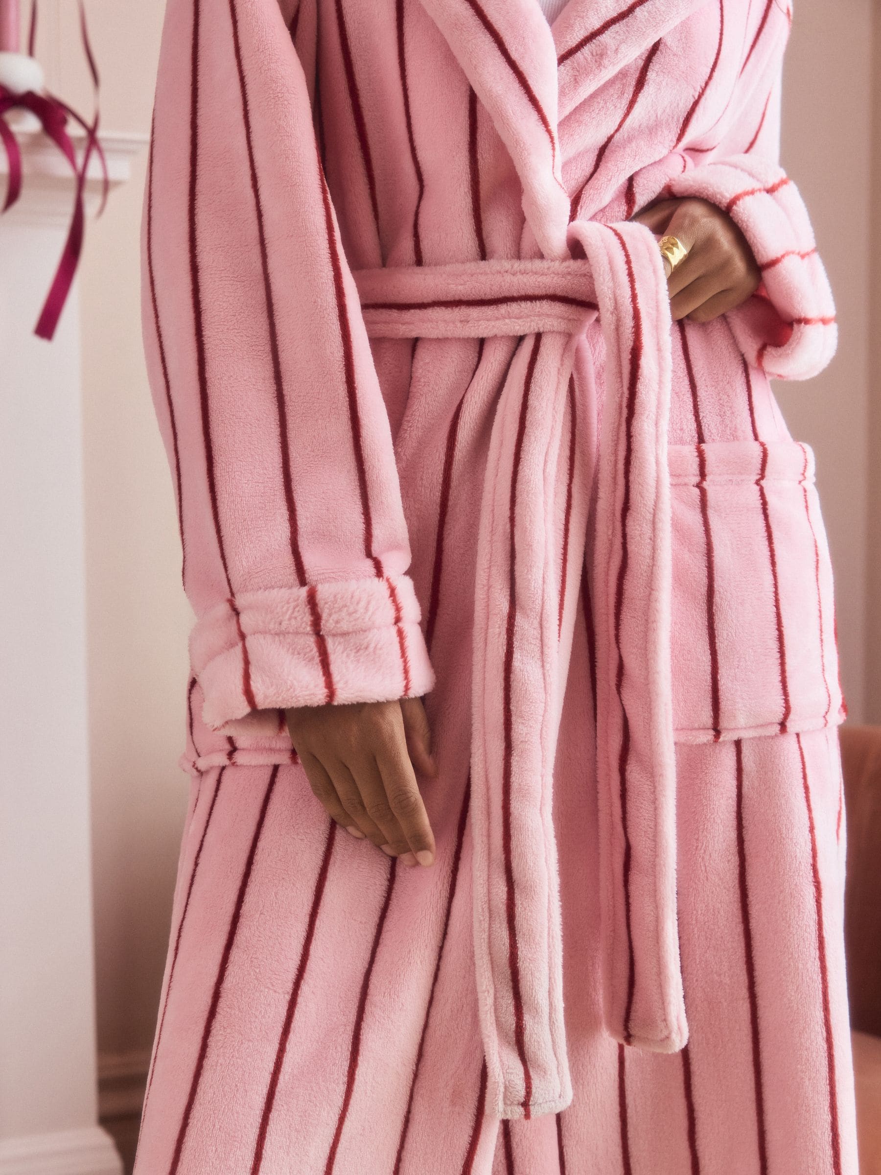 Roze streep - Behaaglijke kamerjas