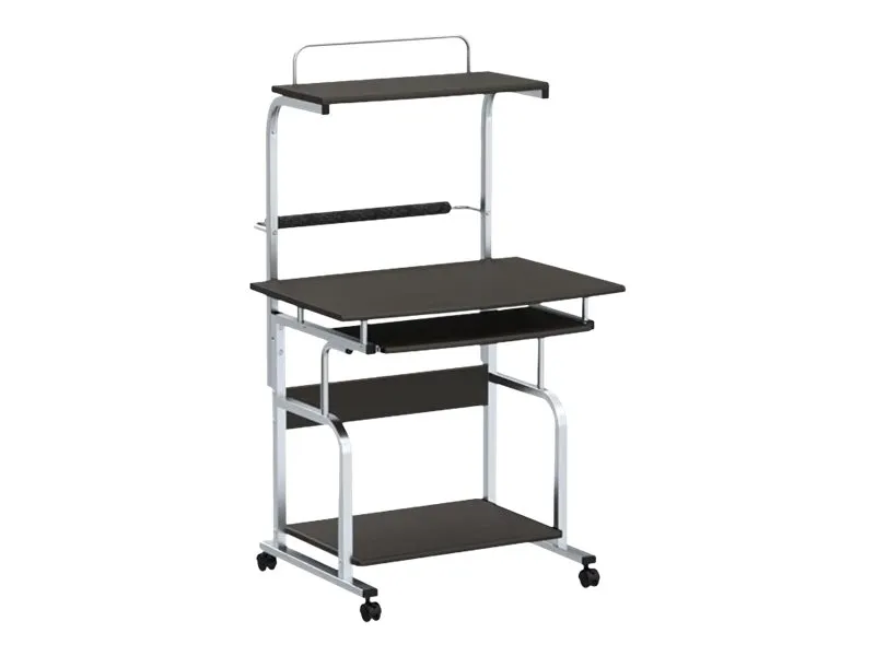 TECHly - Vogn med hjul - for LCD-display/tastatur/mus/CPU/printer - metal, MDF - blank sort, sølv