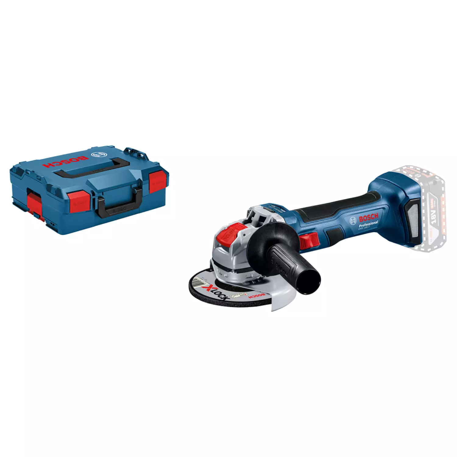 Bosch GWX 18V-7 18V Li-Ion accu haakse slijper body in L-Boxx - 125mm - koolborstelloos
