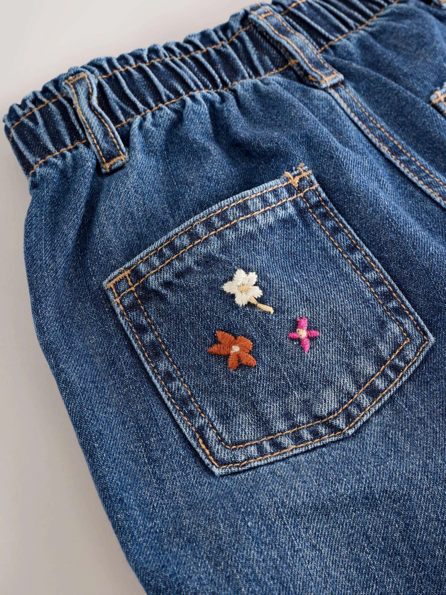 Donkerblauw - Jeans met muizenborduursel (3mnd -7jr)