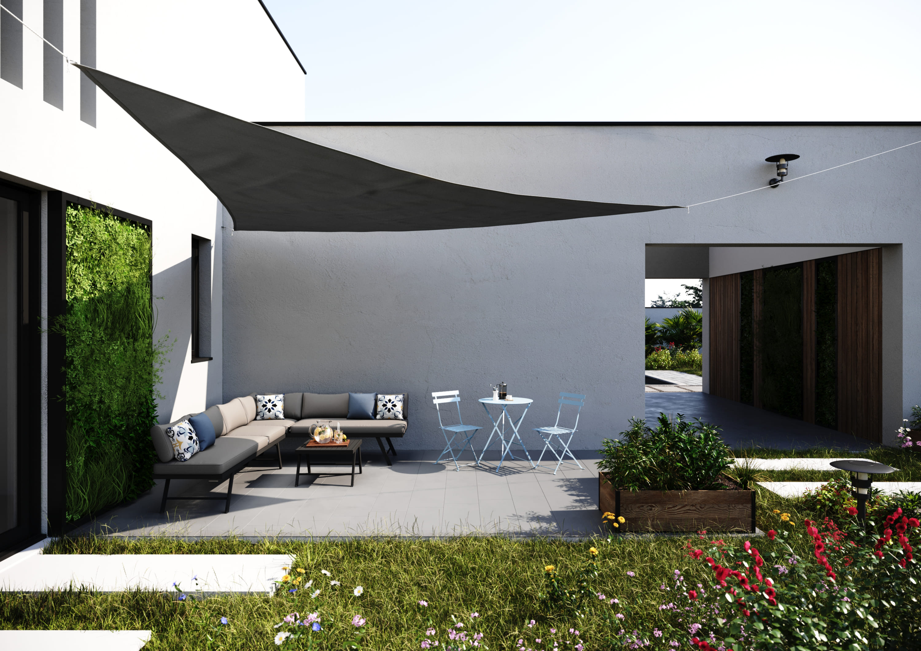 Sonnensegel Polyester Dreieck 5 x 5 x 5 m grau