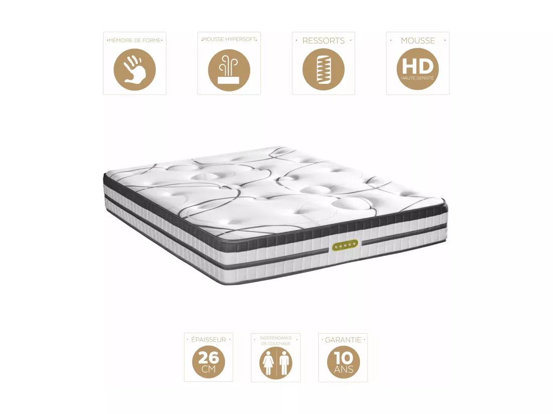 Ensemble Concorde Ressorts ensachés Accueil mémoire de forme Ferme et sommier en kit - 160x200cm