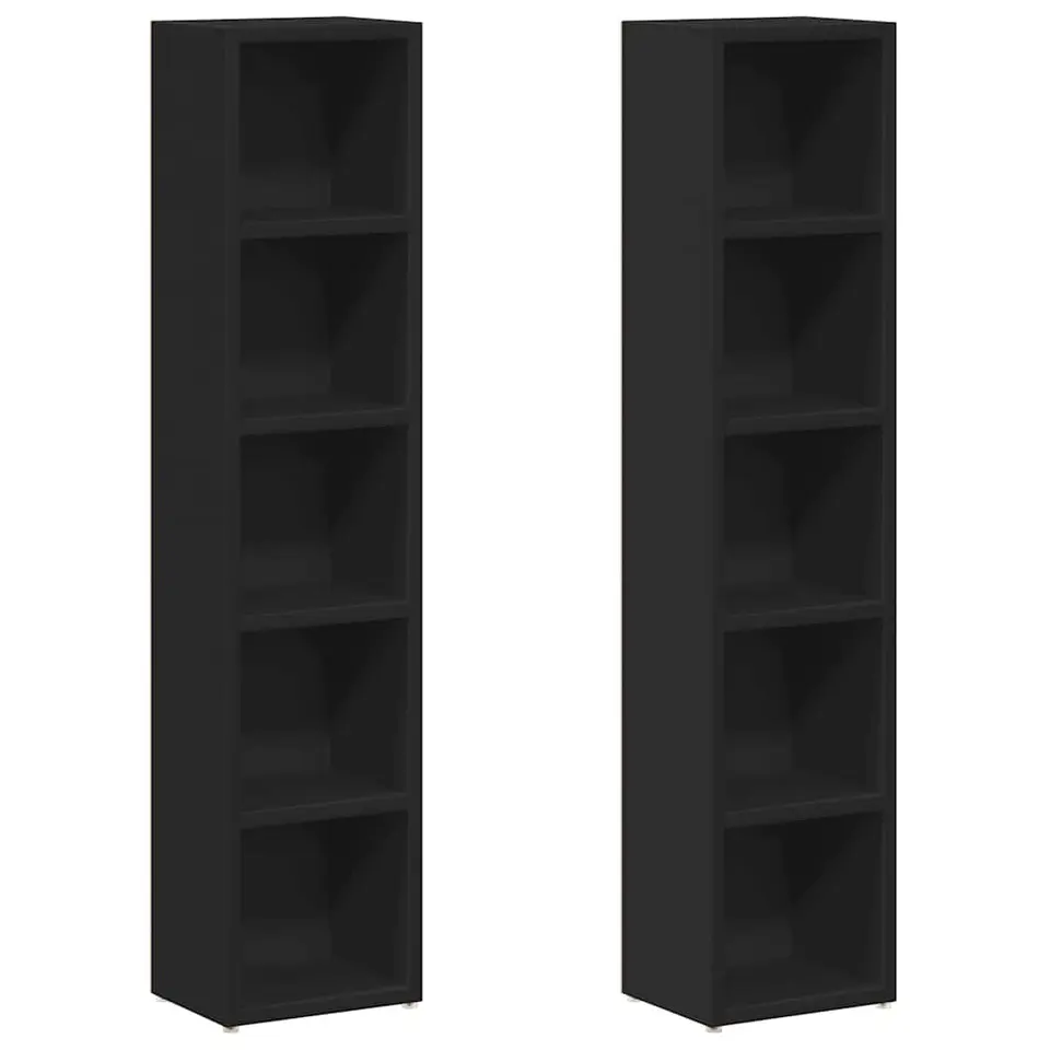 vidaXL - Cd-kast - Zwart - Bewerkt hout - 2 stuks