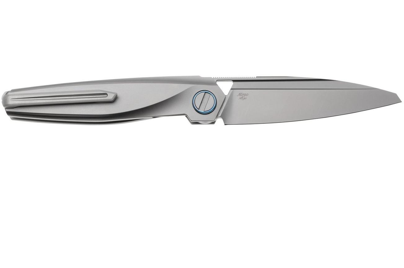 Rike Knife Baidi 13205-3 Bead Blasted Bohler M390, Titanium, Red Carbon Fiber Inlay, zakmes