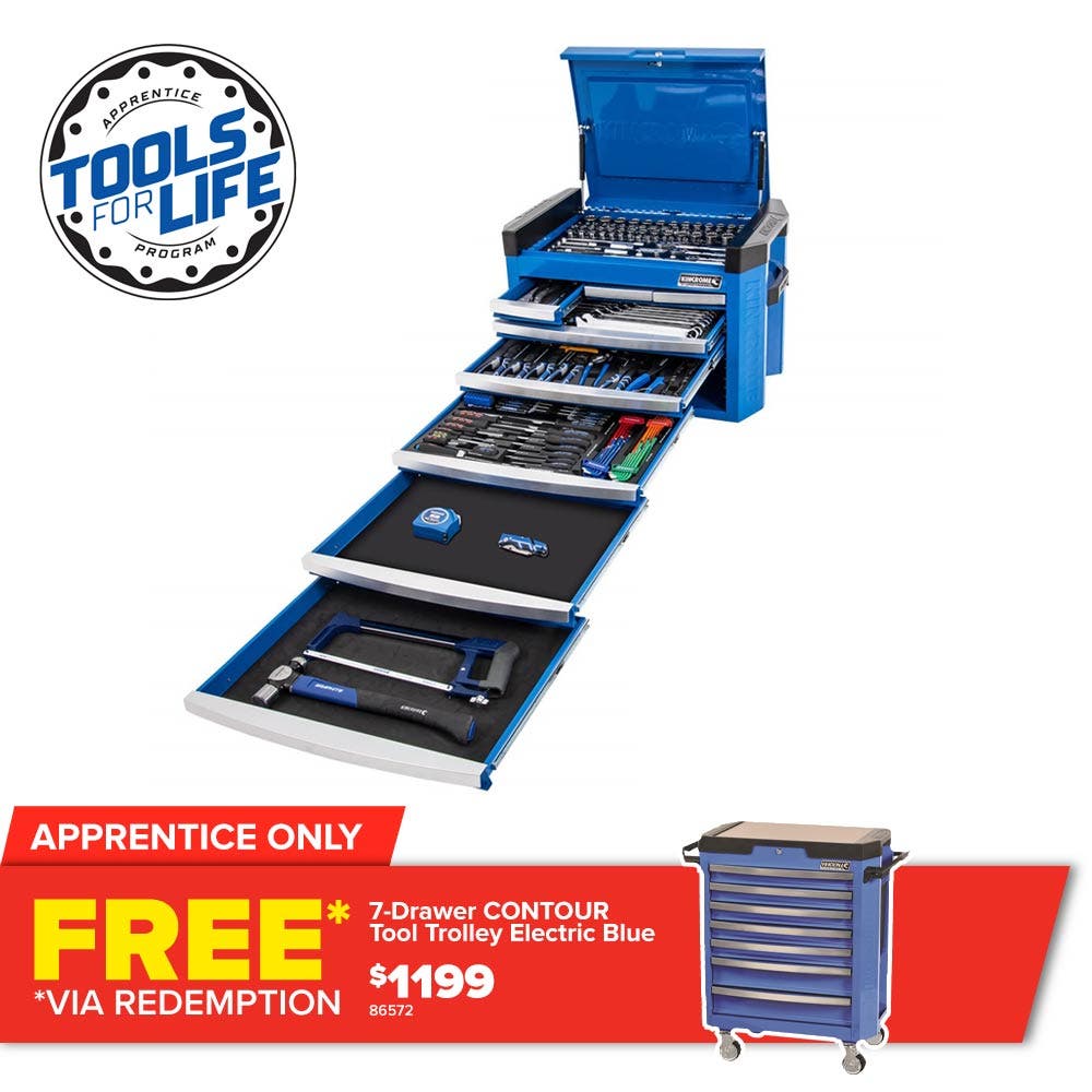 KINCROME Contour TFL Tool Chest Kit 246 Piece 8 Drawer - Blue P1800