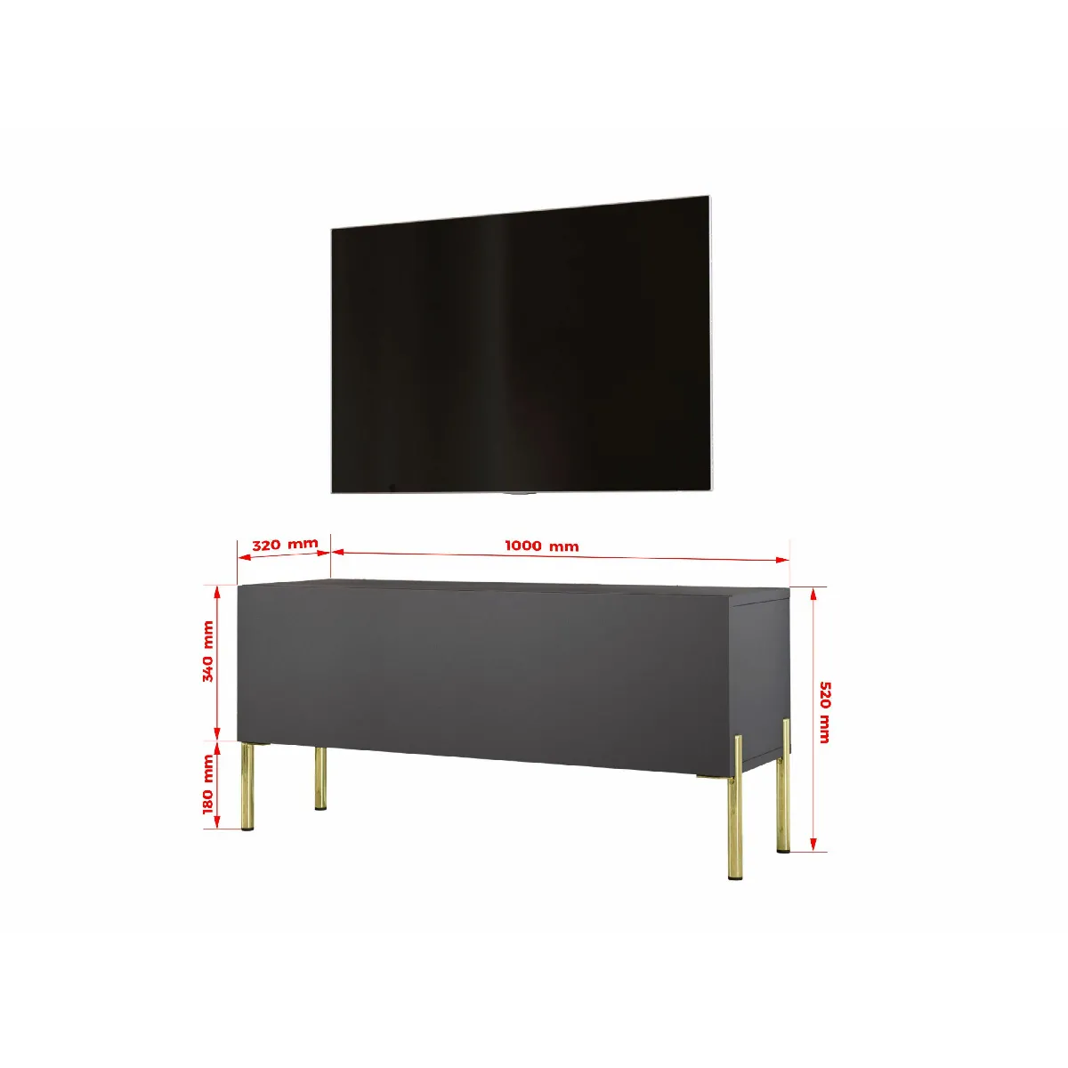 3xeliving Meuble TV - Anthracite et Or