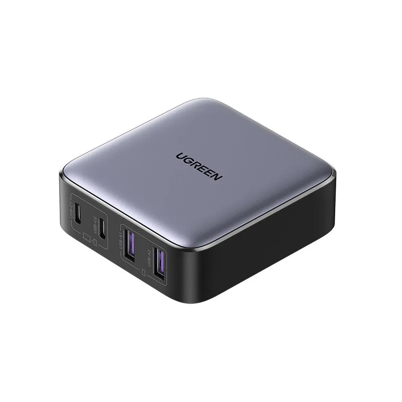(65W) 2x USB A / 2x USB C GaN Ladegerät Netzteil Power Delivery 3.0 / Quick Charge 4.0 (90747) - Schwarz / Grau