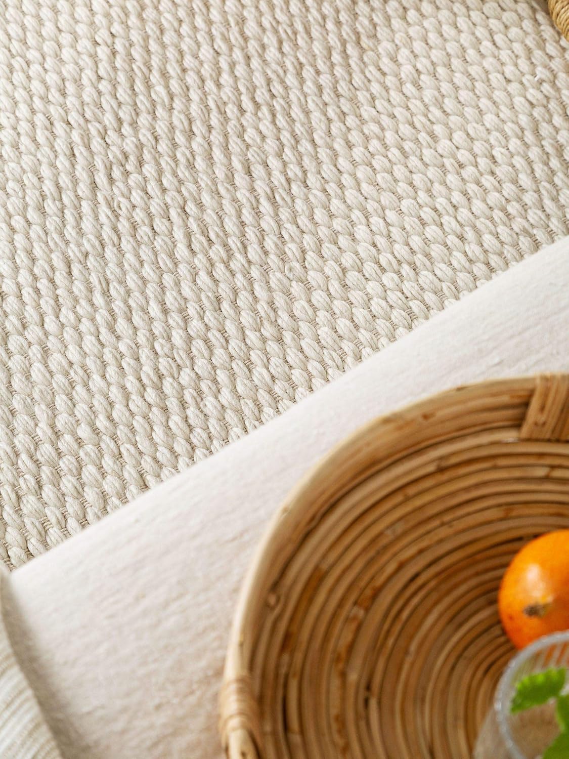 benuta Pure Wollteppich Lana - Creme 120x170 cm - Wolle handgewebt - Rechteckig & im Style: Uni, Hygge & Cozy, Minimalistisch, Natural - Pflegeleicht für Wohnzimmer Schlafzimmer