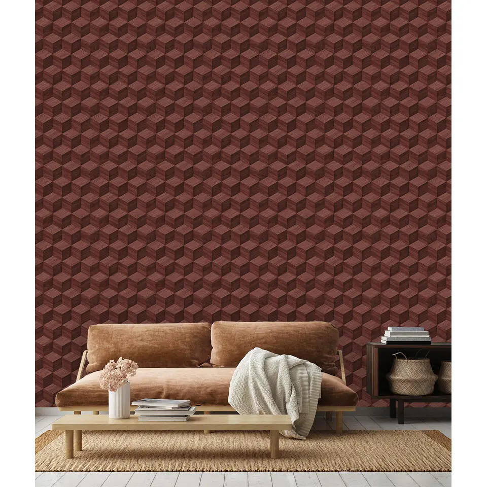 Dutch Wallcoverings Vliesbehang Renaissance natural cube - russet - 10m x 53cm