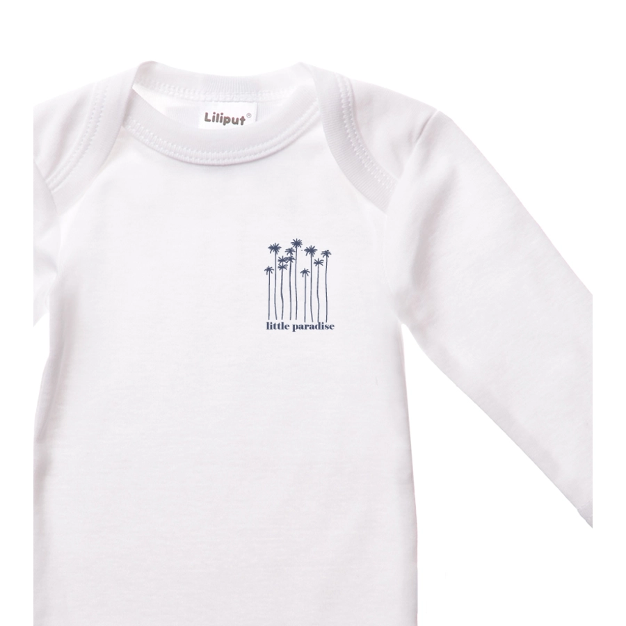 Liliput Bodies blauweiß mit Frontprint weiß, hellblau