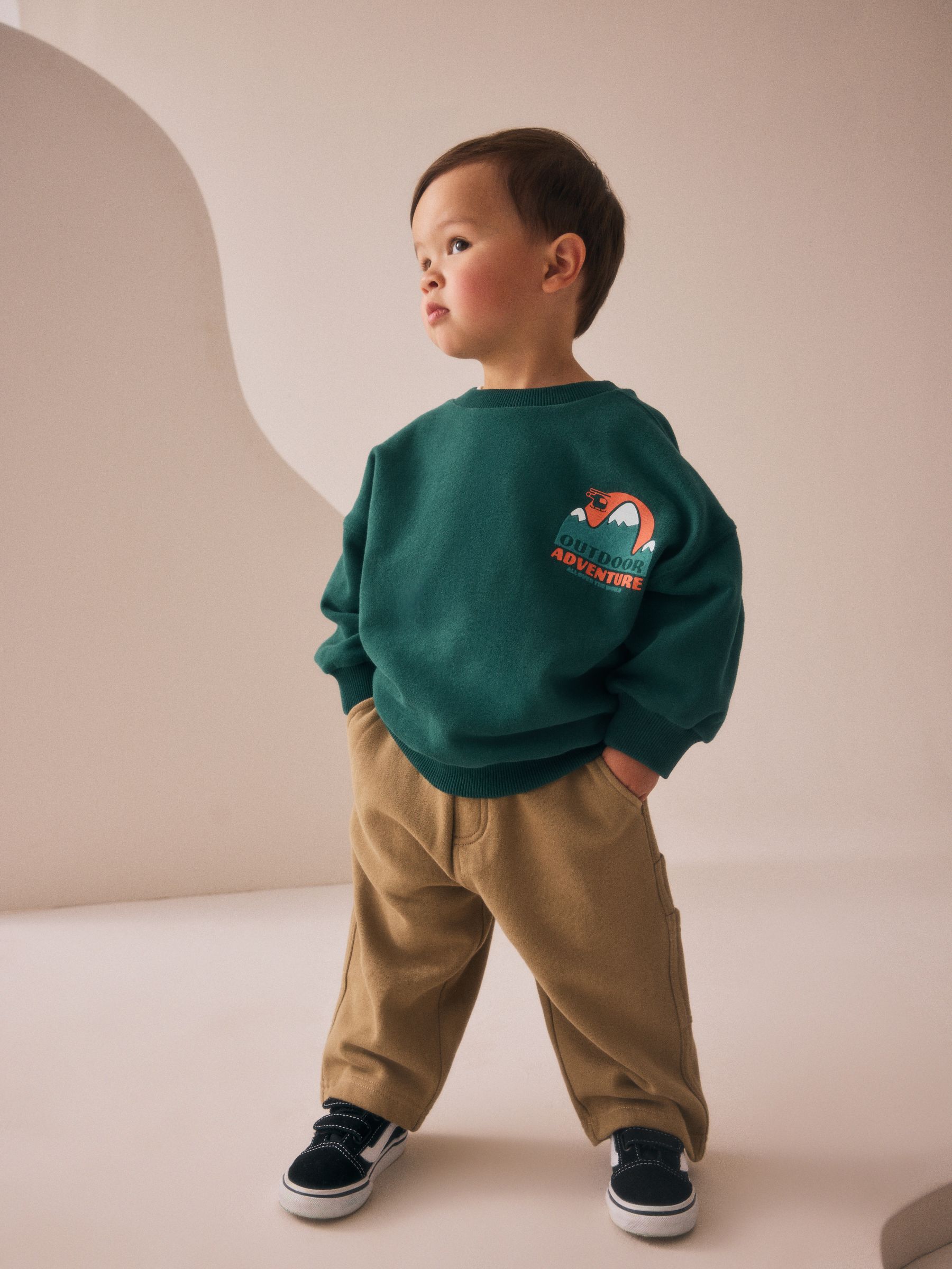 Groen - Set met sweatshirt en utility-joggingbroek (3mnd -7jr)