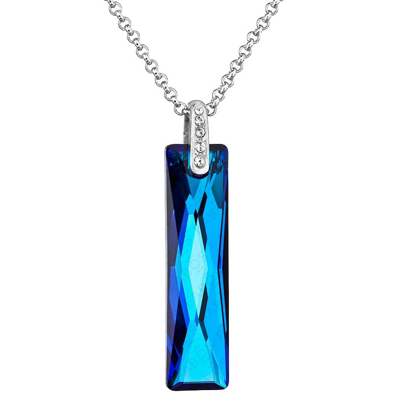 Collier cristal bleu en plaqué or blanc et rhodié