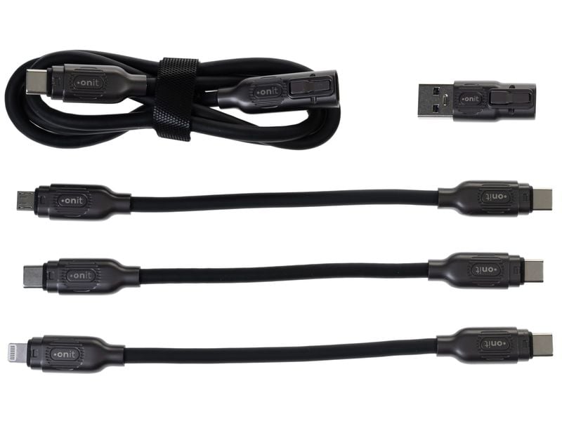 onit USB-Kabel All-in-One Pro 240 W, 0.9 m USB-Kabel mit Adaptern für alle Geräte und Anwendungen
