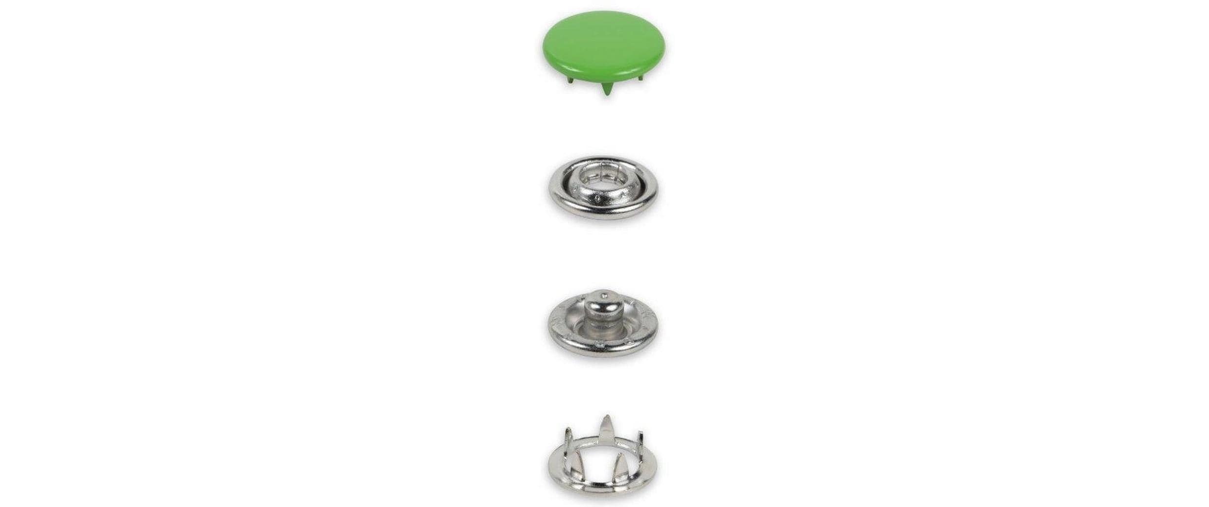 Druckknöpfe Jersey 12 mm, HellgrünBunt lackierte Jersey Druckknöpfe