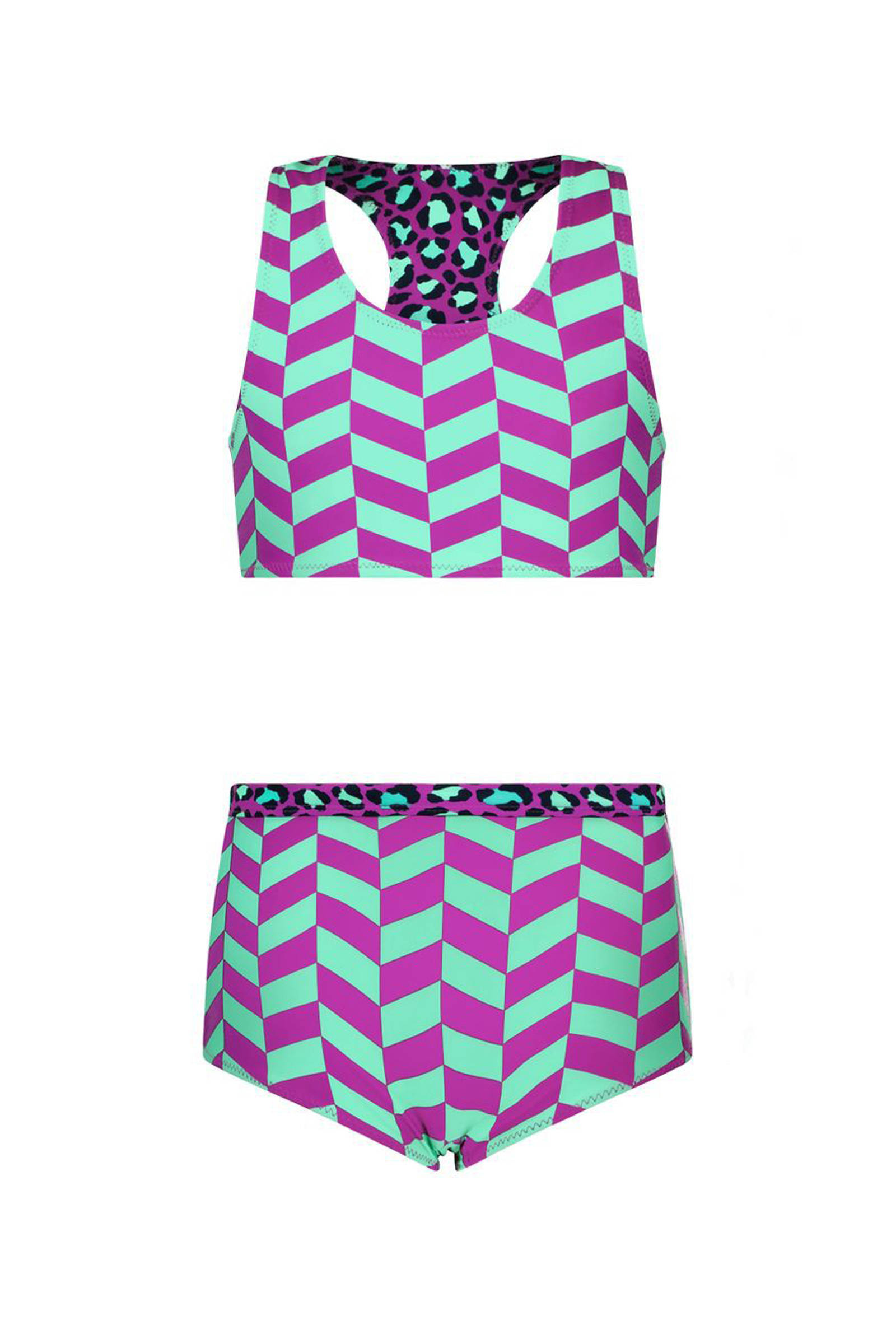 B.Nosy reversible crop bikini paars/mintgroen