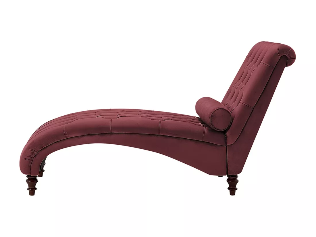Chaise longue en velours bordeaux MURET