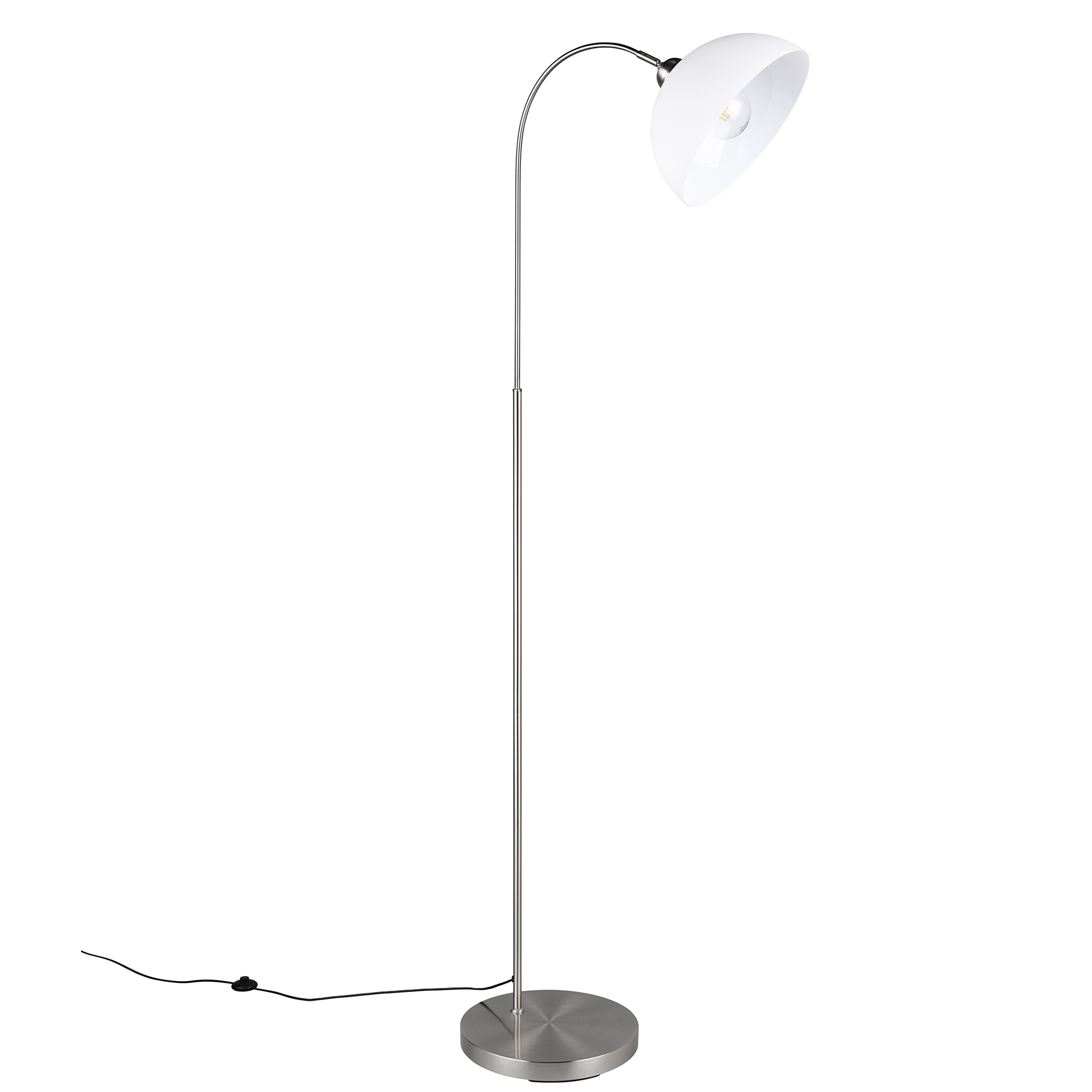 Stehleuchte - Nickel matt - weiß - 170 cm