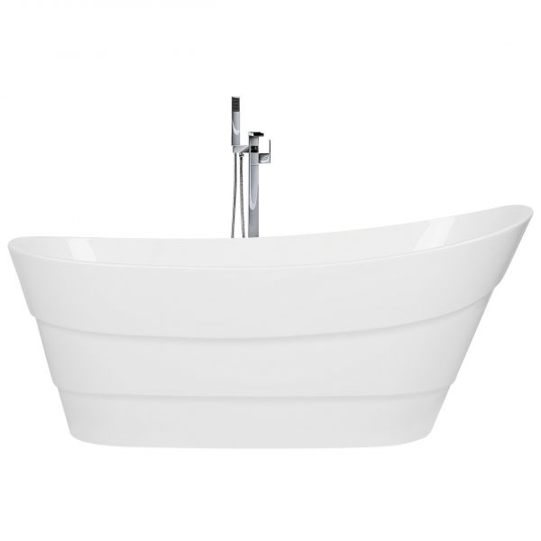 Beliani Banheira Autónoma Branca em Acrílico Sanitário 170 X 73 cm Oval Estilo Contemporâneo 73x170x74 - 4251682219457