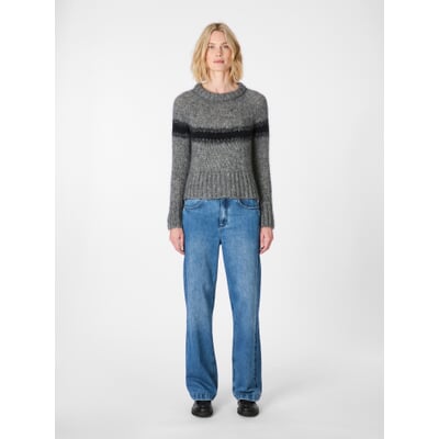 Damen-Jacquardpullover, Graumeliert