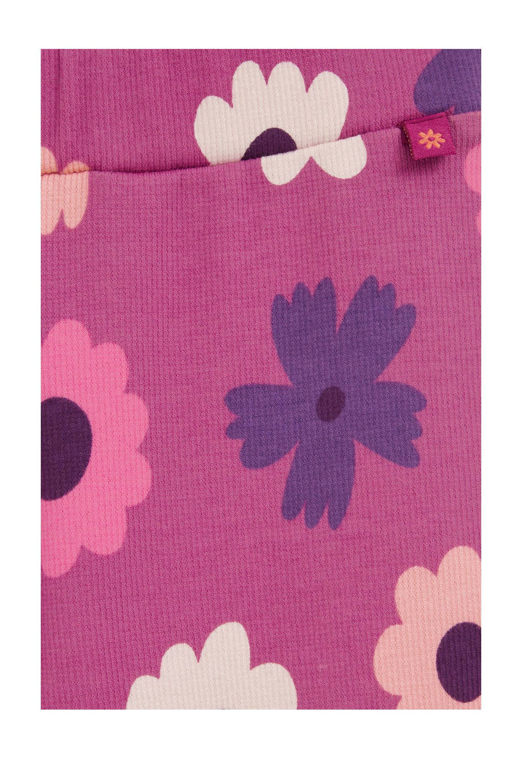 WE Fashion gebloemde broek roze/paars/ecru