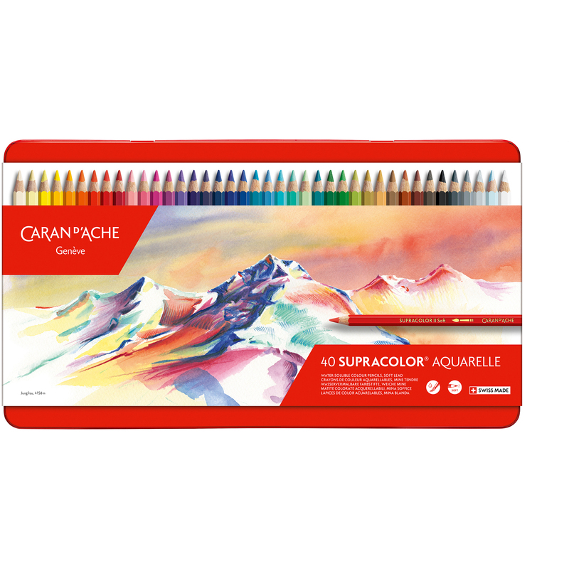 Caran d'Ache Farbstifte Supracolor Aquarelle, 40er Schachtel, assortiert