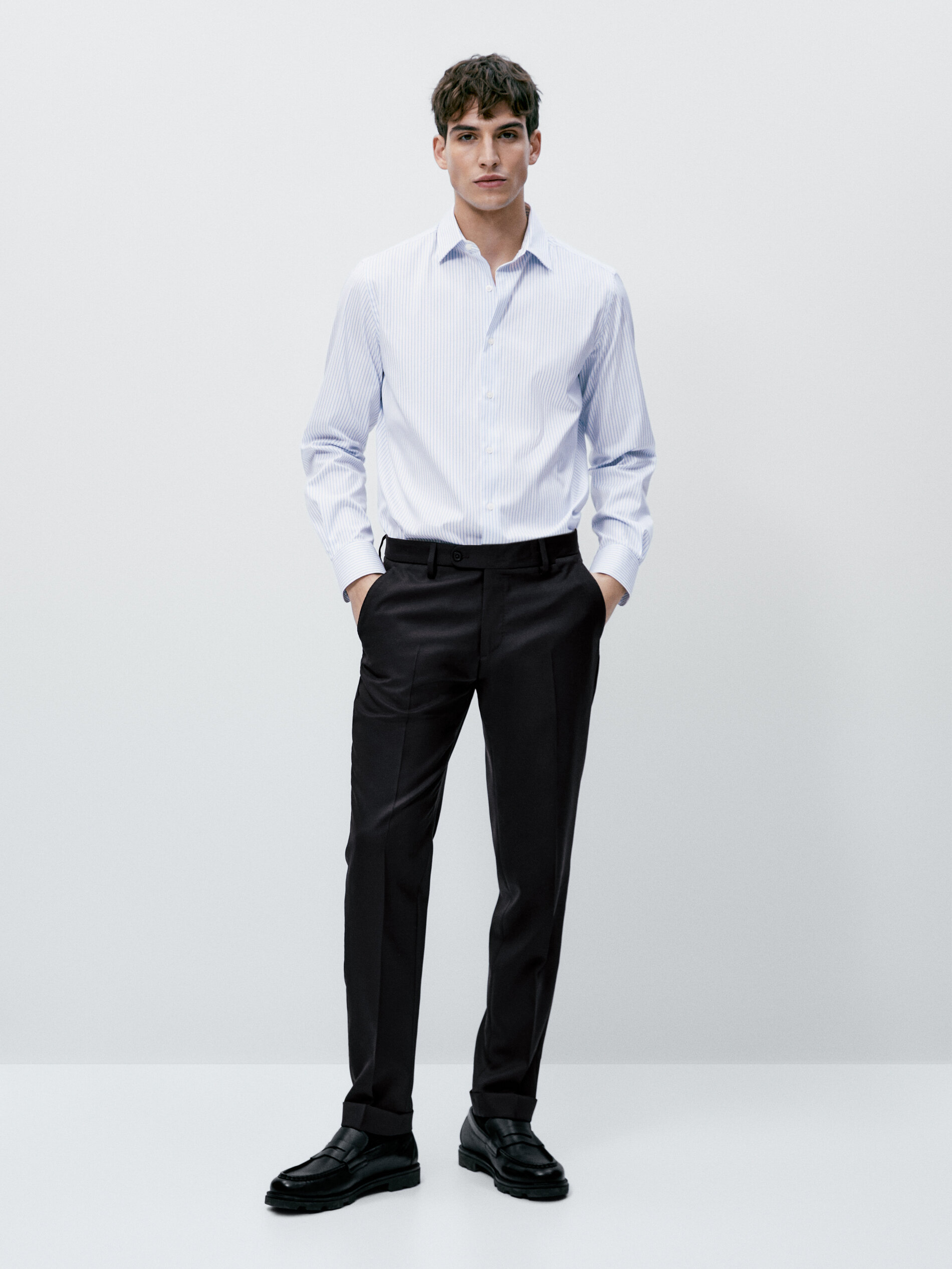Camisa raias pinpoint easy iron slim fit - BLANCO