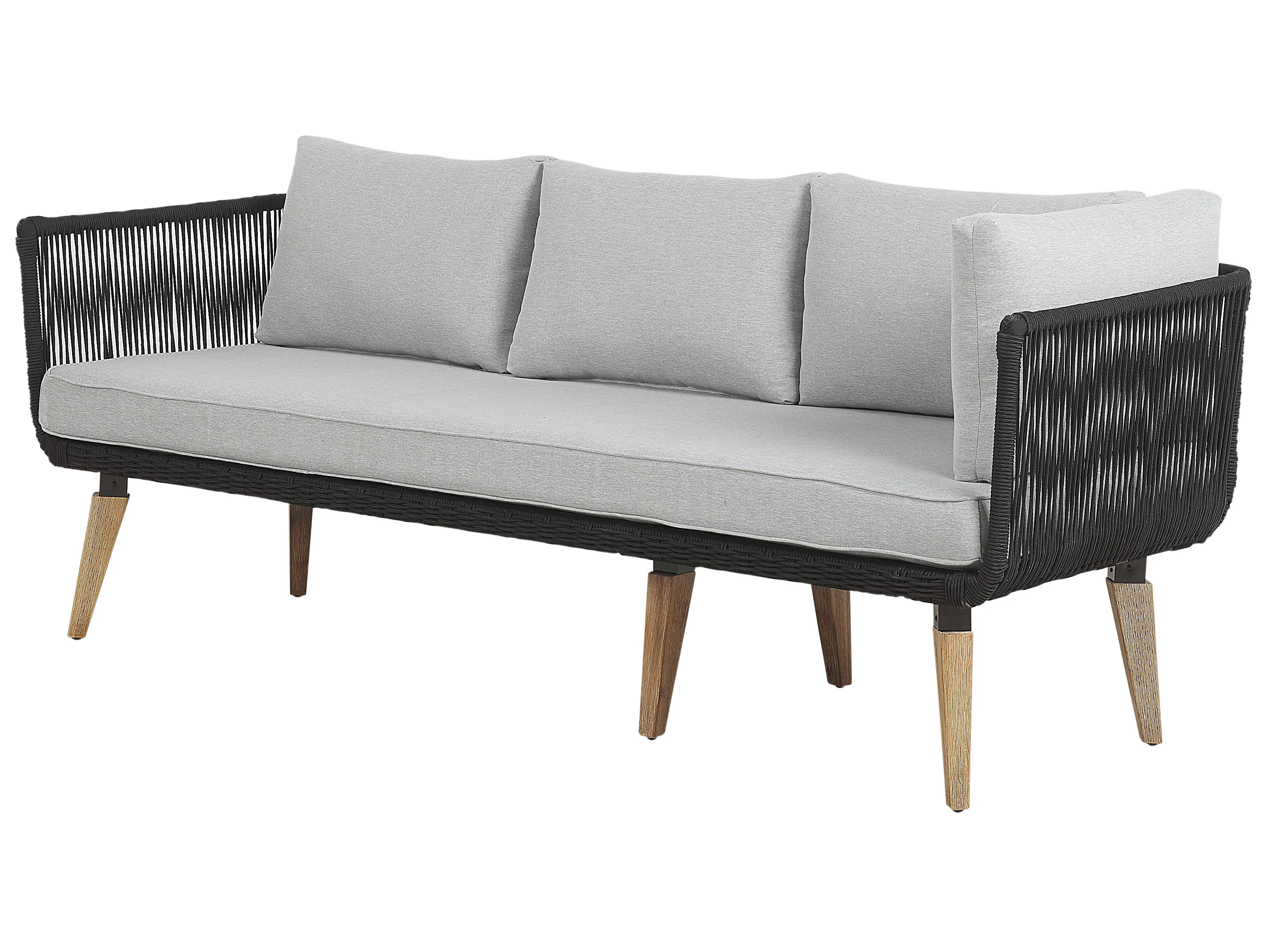 Tuin hoekloungeset met tafel 5-zits ALCAMO linkszijdig Acaciahout Zwart