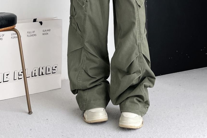 RONIN - Mid Rise Plain Wide Leg Cargo-broek