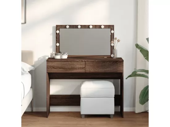 Coiffeuse avec LED chêne marron 100x40x120 cm