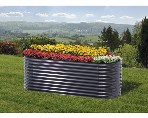 Verhoogd tuinbed, klassiek golvend design, 240 x 80 x 82 cm, antraciet