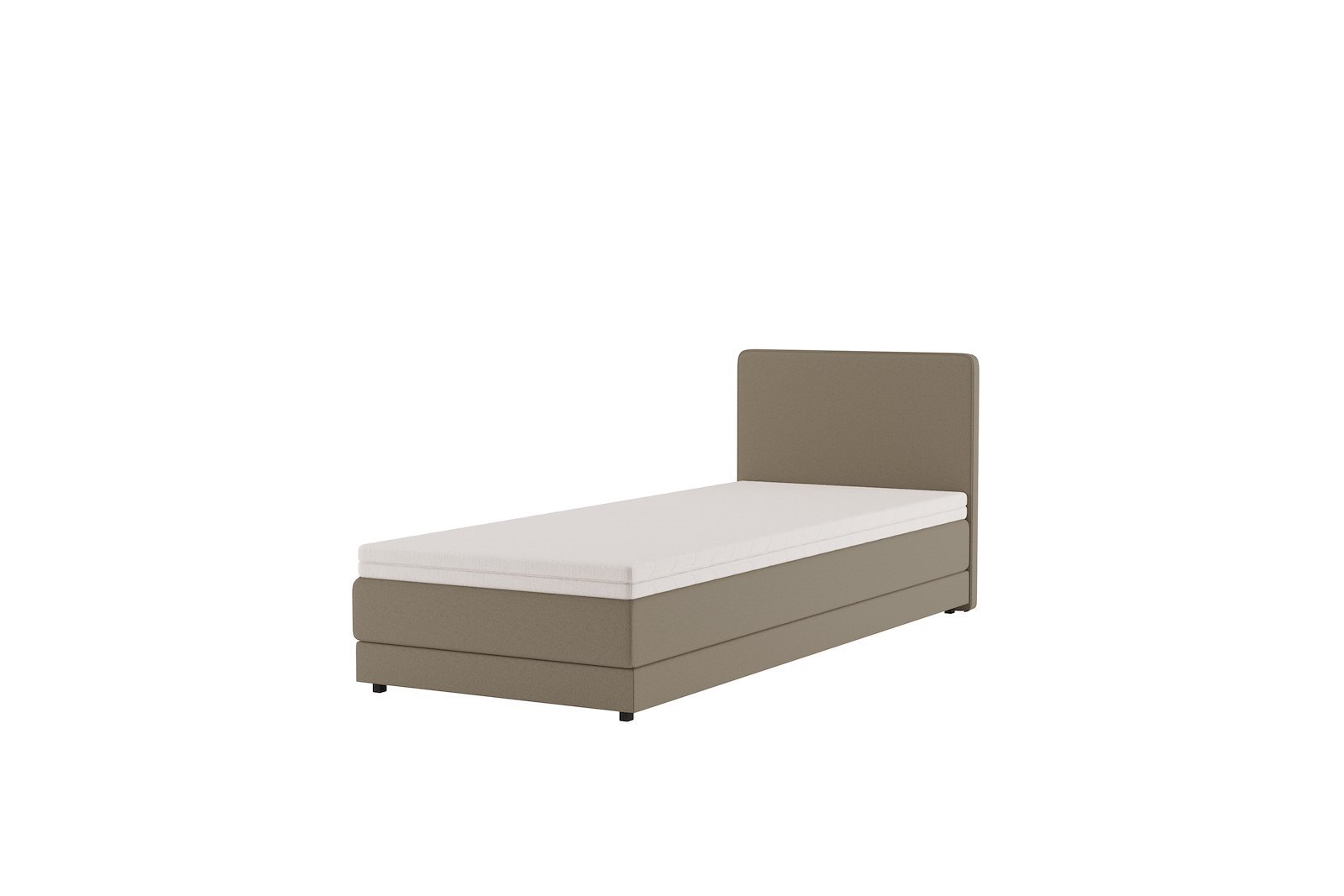 Premium 10 regulerbar seng 90x200 cm Tekstil Storm 09 mørk beige, fast, Premium 10 overmadrass med sorte ben, gavl selges separate.