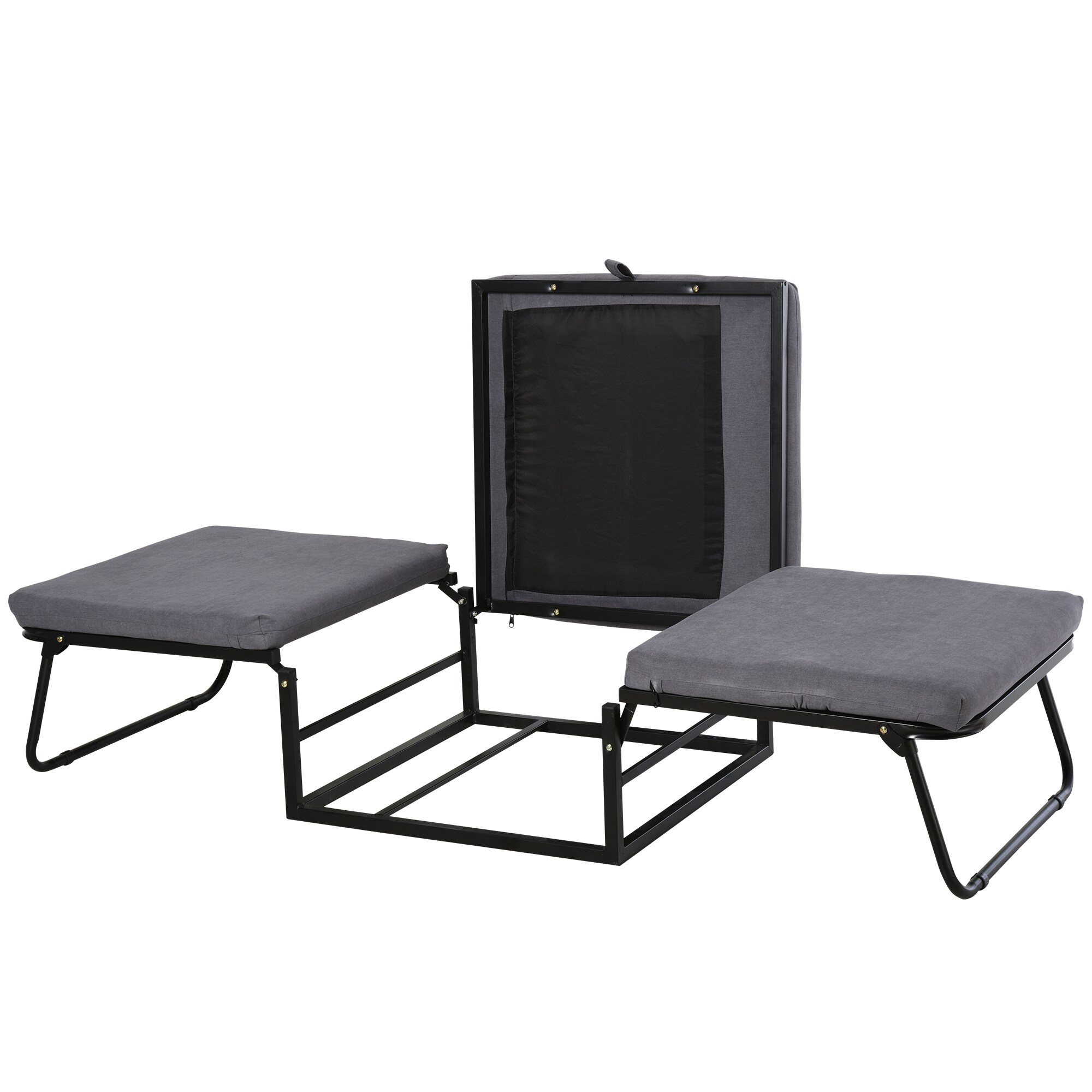 HOMCOM 2-in-1 Schlafsofa auch als Hocker grau 192 x 68 x 37 cm (LxBxH)