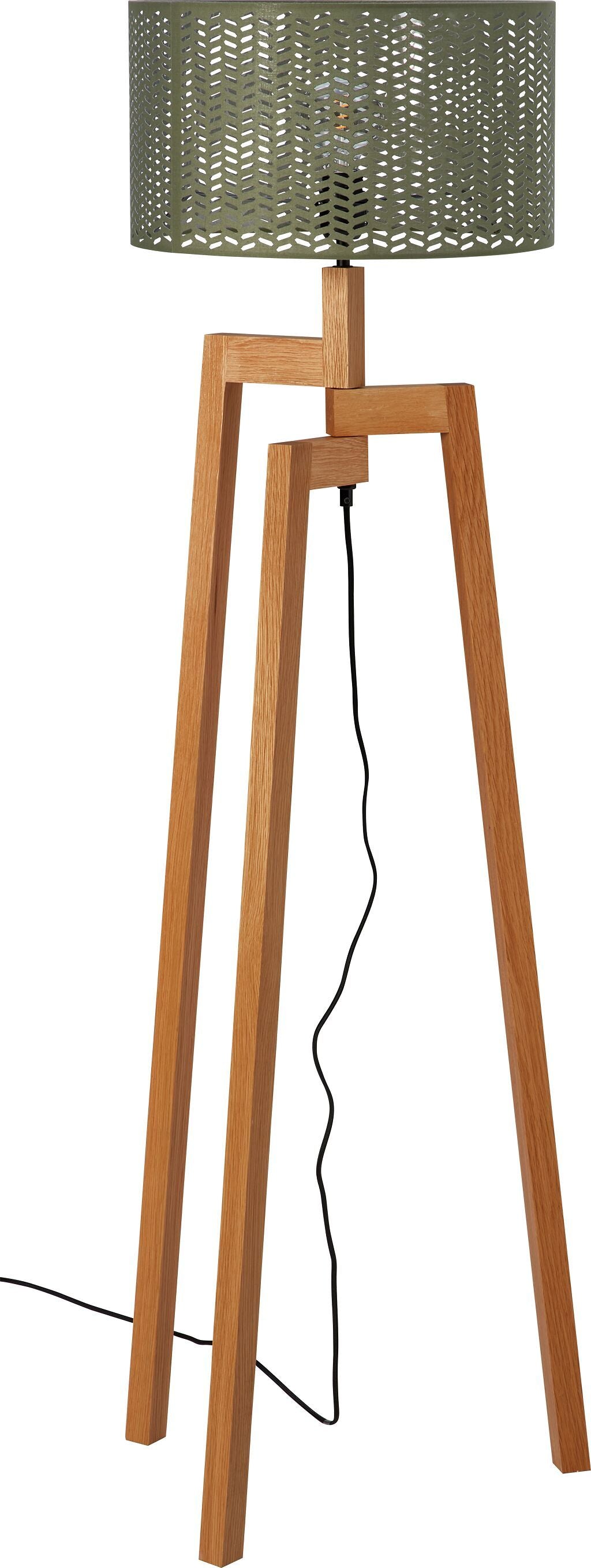 PEDES IIII Stehleuchtenfuss Holz/schwarz - Natur / B: 45.0 cm x T: 45.0 cm x H: 130.5 cm