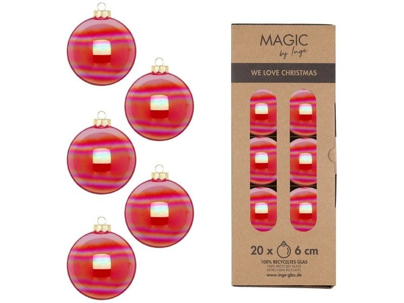 INGES CHRISTMAS DECOR Weihnachtskugel Dazzling 20 Stück, Ro Christbaumkugeln