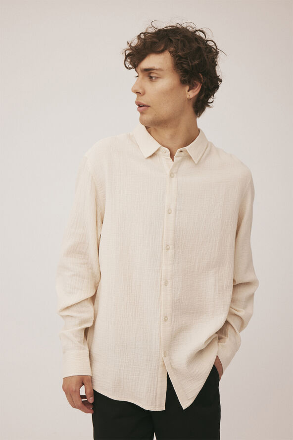 Magasin du Nord Collection Benn crincle shirt - Organic GOTS Rainy day