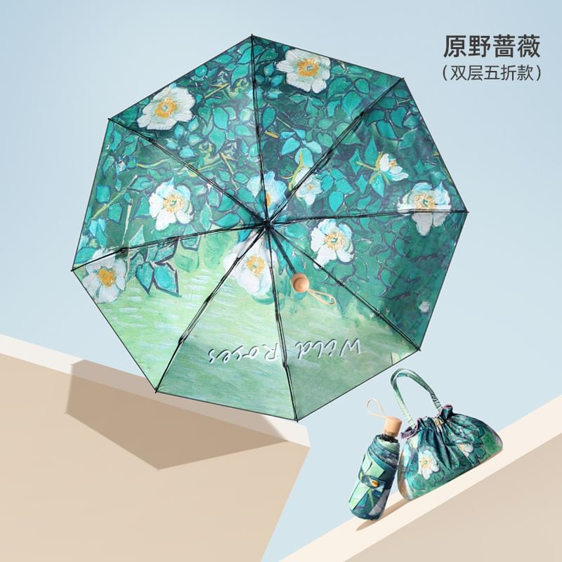 Fenmo - Compacte paraplu met bloemenprint (verschillende ontwerpen)
