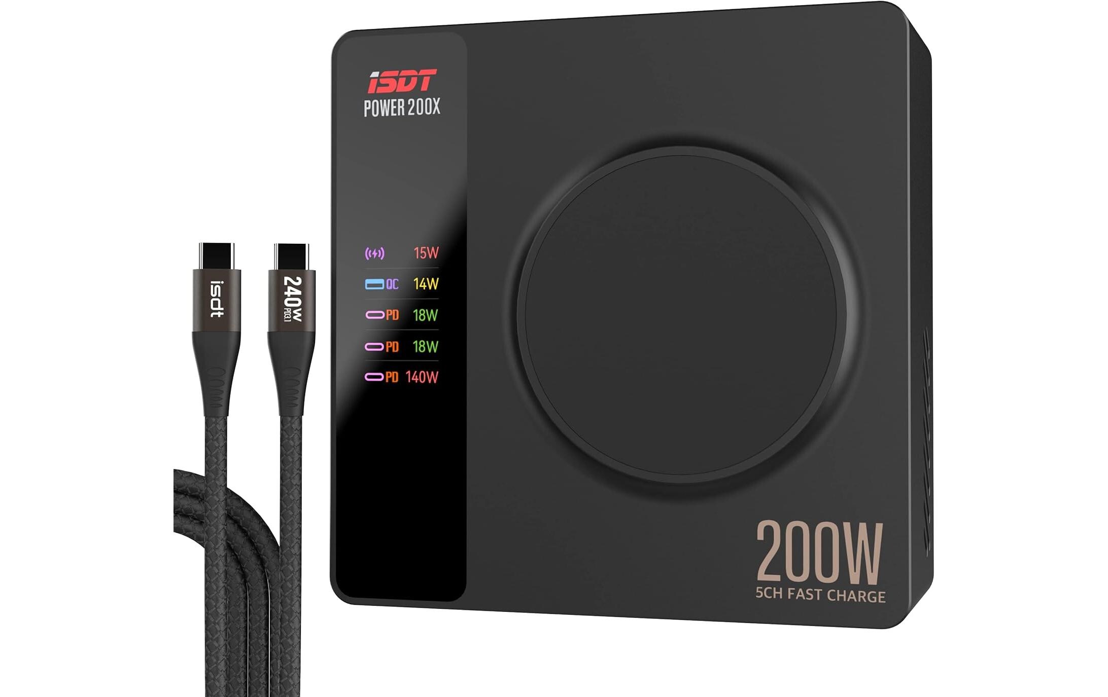 Ladegerät Power 200 X USB-C PD3.1 140W<br>Netzteil / Ladegerät mit 3x USB-C, 1x USB-A und Wireless Ladefläche