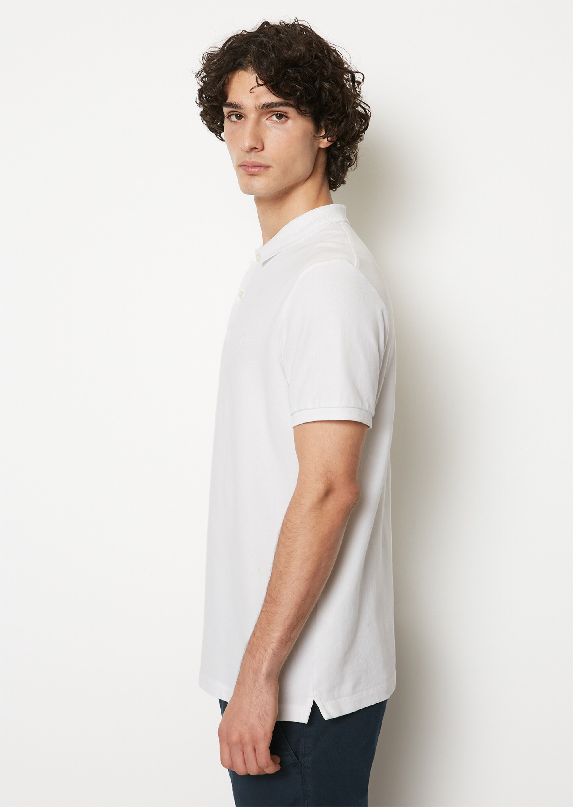 Kurzarm-Poloshirt Piqué shaped aus Organic Cotton-Stretch