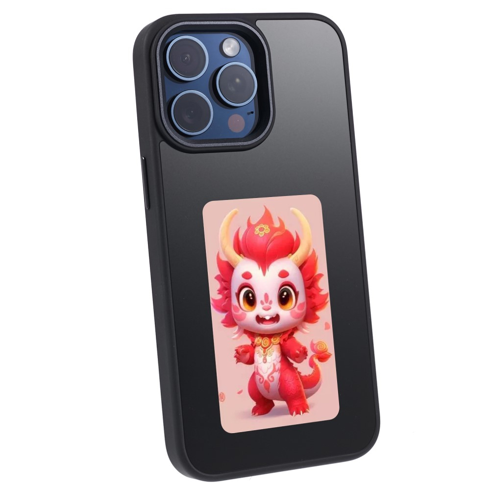 iPhone 15 Pro Max Hybrid Hülle TPU Bumper mit Acryl Rückseite   DIY E-Ink Display mit NFC Technologie - Schwarz