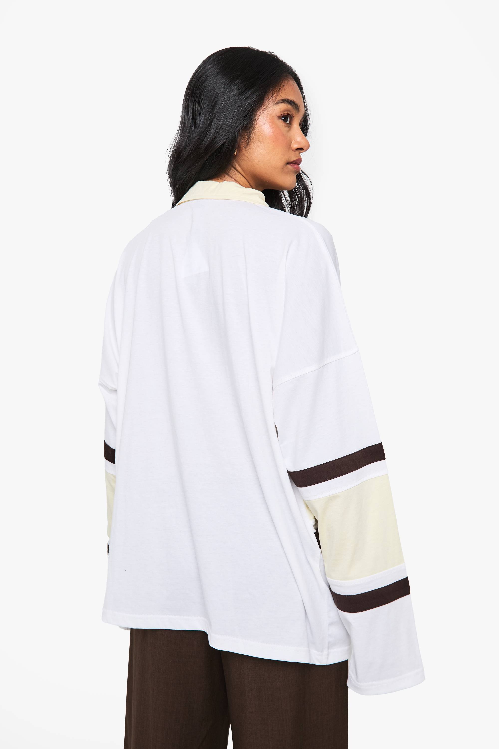 boohoo Contrast Collared Detail Rugby Top