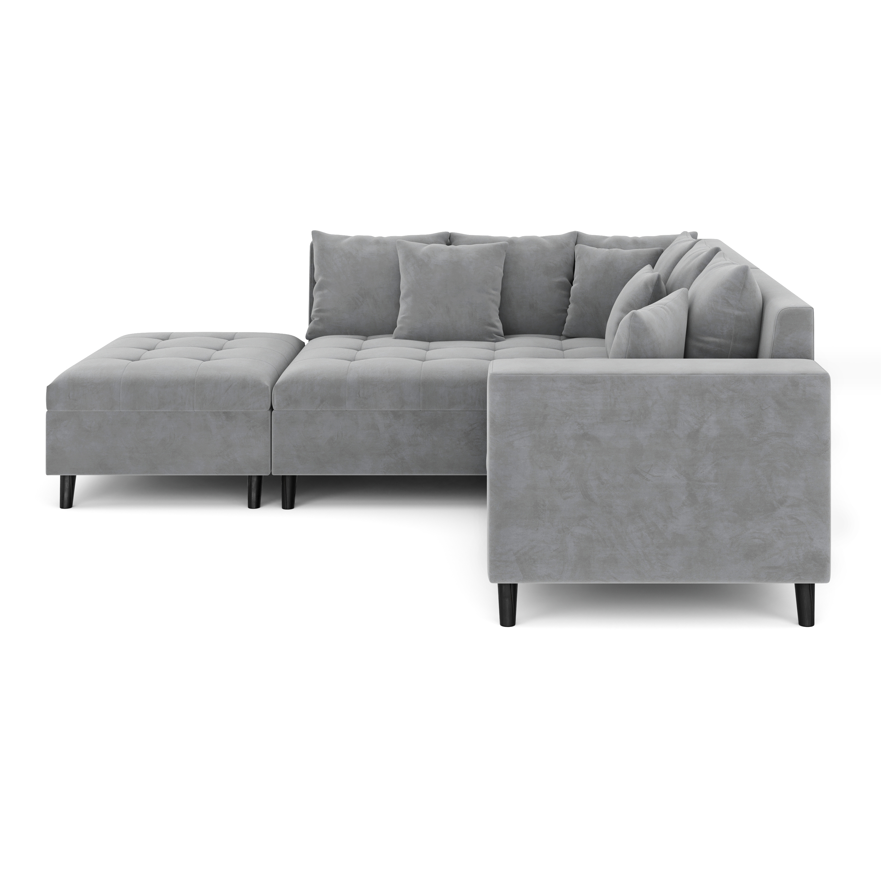 Ecksofa Samt mit Ottomane ELINA links grau