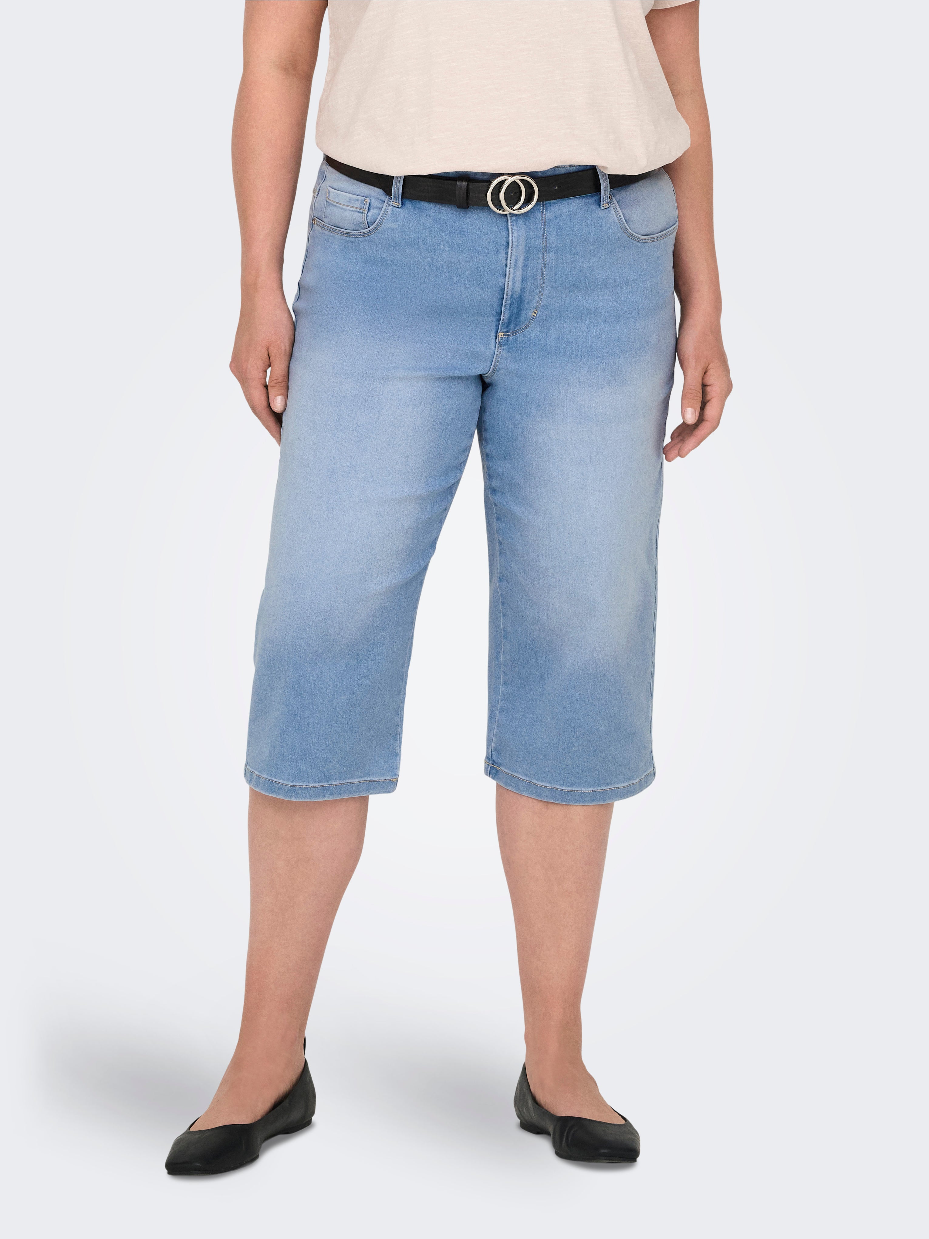 CARAUGUSTA Hohe Taille Skinny Fit Jeans-Shorts Light Blue Denim