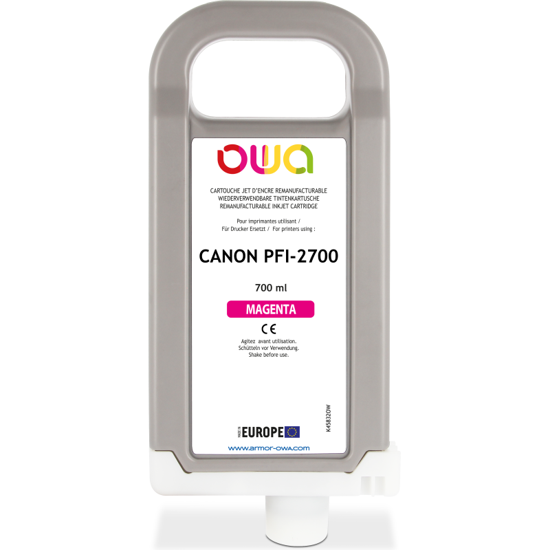 Cartouche d'encre traceur remanufacturable OWA - standard - Magenta - pour CANON PFI-2700 M