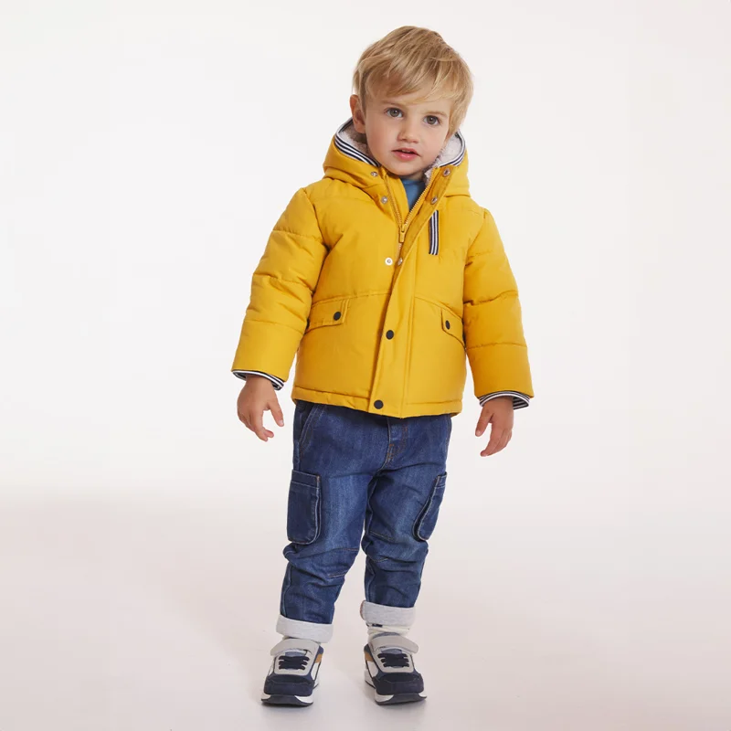 Manteau matelassé à capuche fourrée jaune bébé garçon Jaune